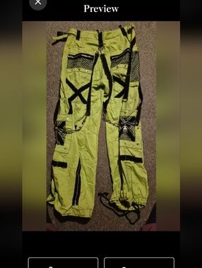 Tripp NYC Lime Green Bondage Rave Pants with Black Chains Details SZ.M NWT